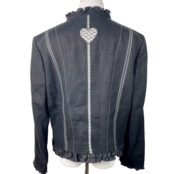 Sportalm Kibzbuhel Austria NEW Embroidered Ruffle Jacket EU SZ 44 US 12 Vintage - Picture 5 of 16